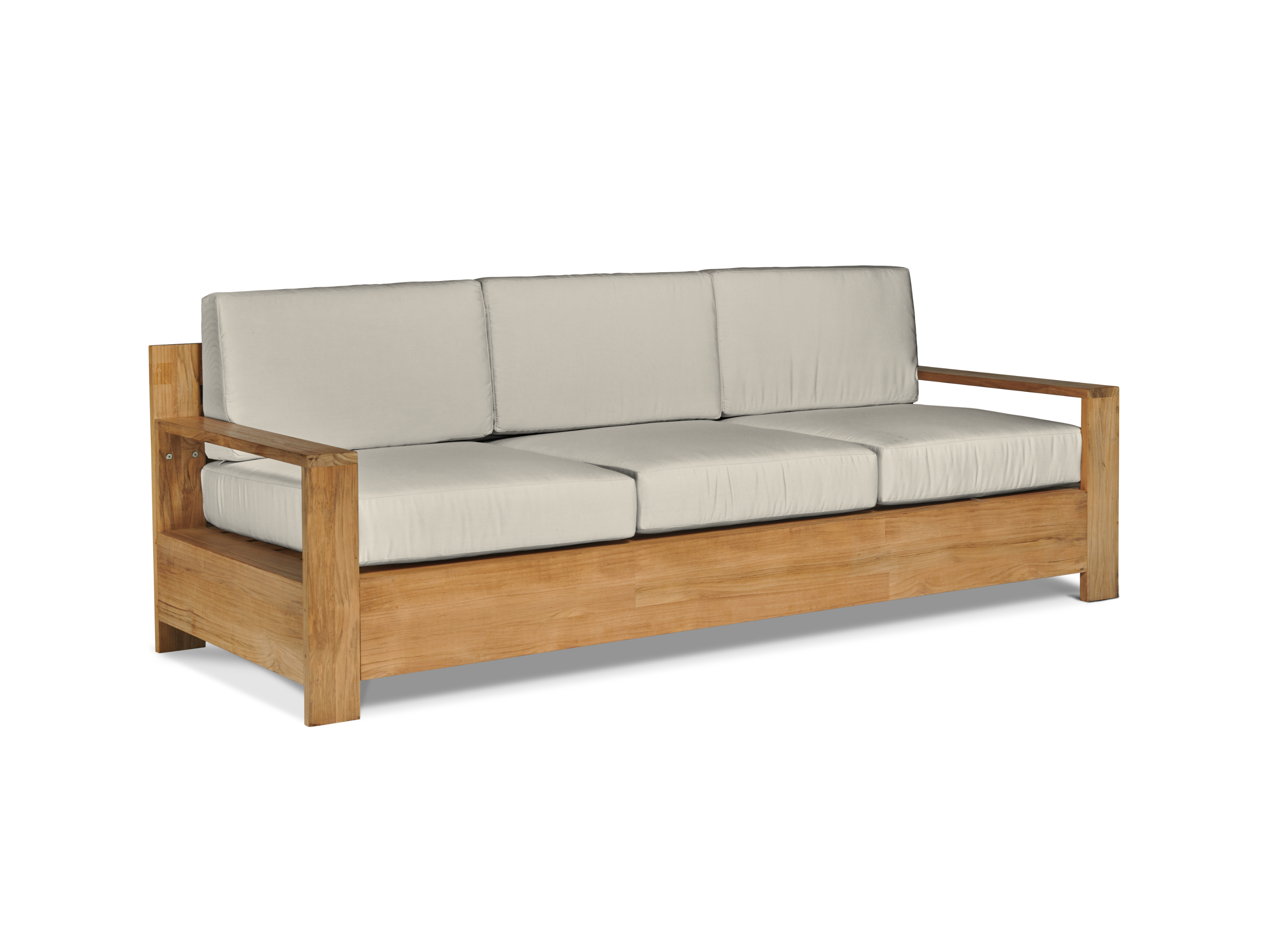 HiTeak Qube 3-Person Teak Outdoor Sofa with Sunbrella® Canvas Cushion