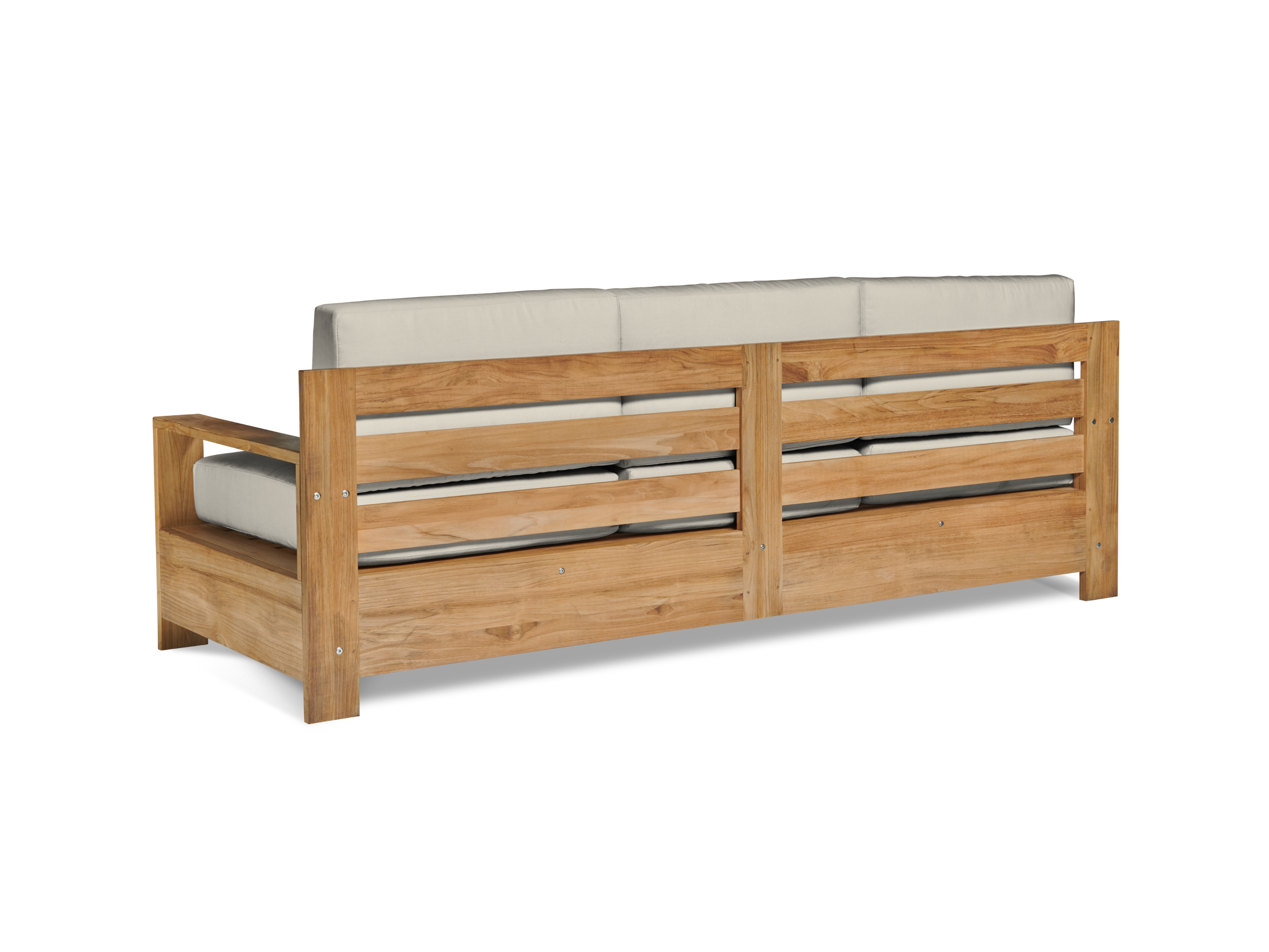 HiTeak Qube 3-Person Teak Outdoor Sofa with Sunbrella® Canvas Cushion