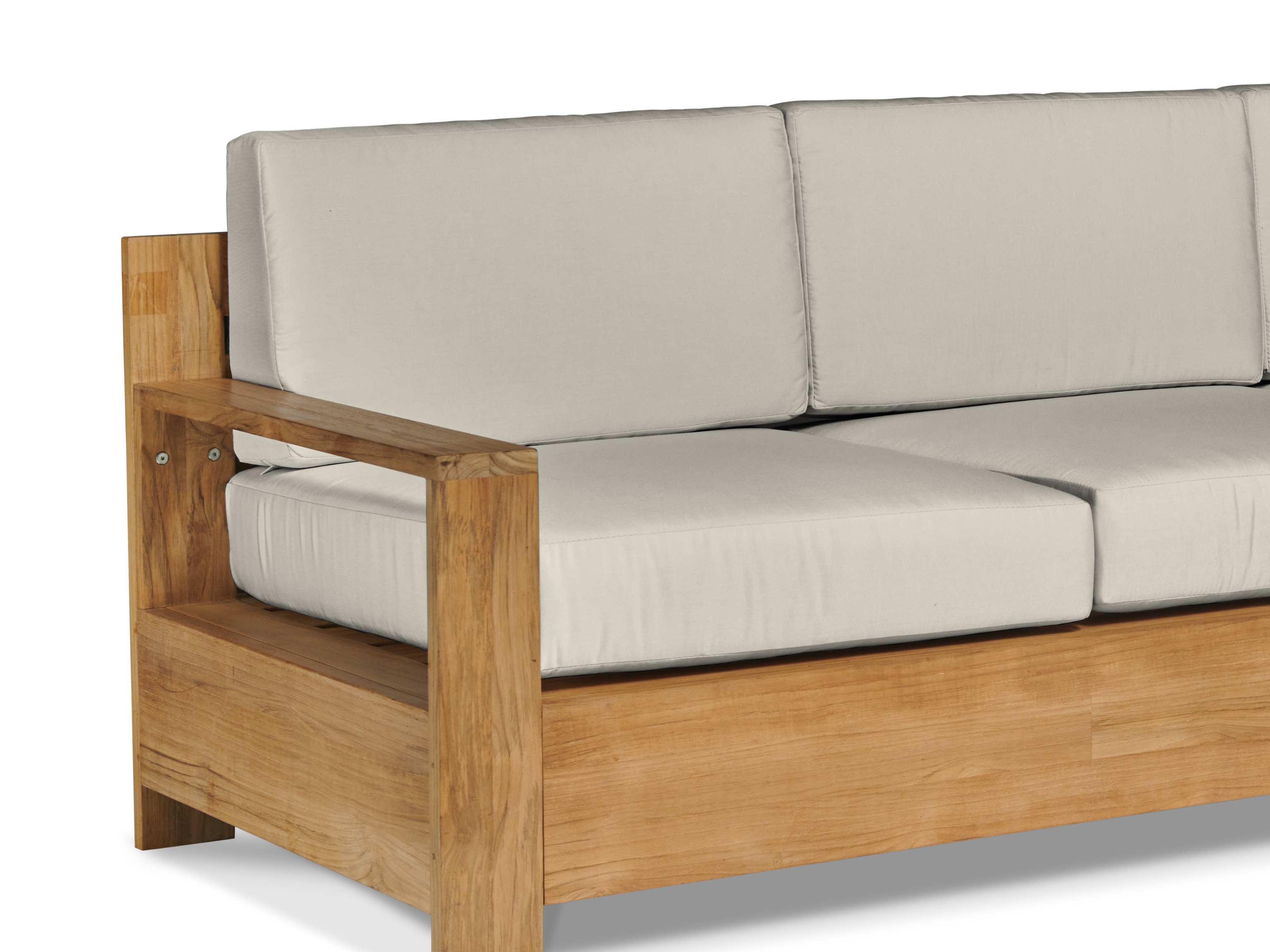HiTeak Qube 3-Person Teak Outdoor Sofa with Sunbrella® Canvas Cushion